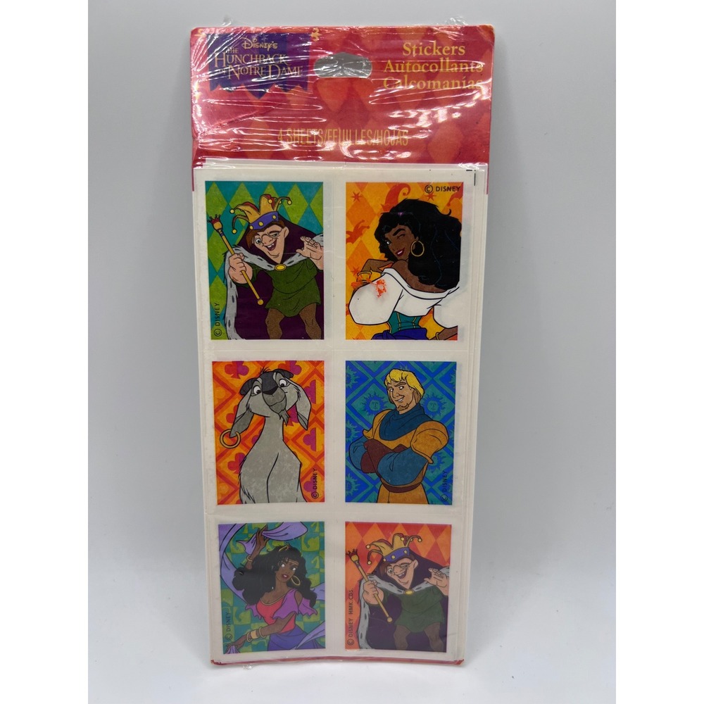 Vintage Hallmark Disney's Hunchback Of Notre Dame‎ 4 Sticker Sheets Sealed 1990s